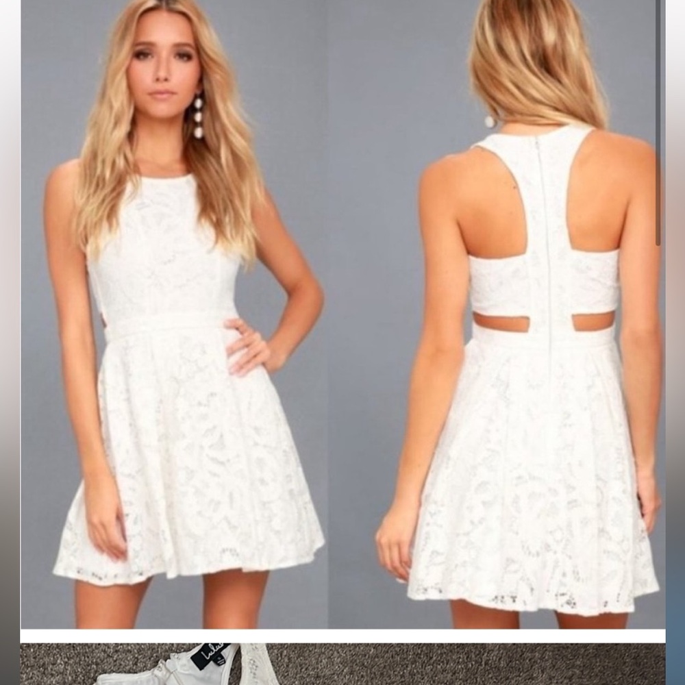 Lulu's White Sleeveless Halter Fit and Flare Dress NWT